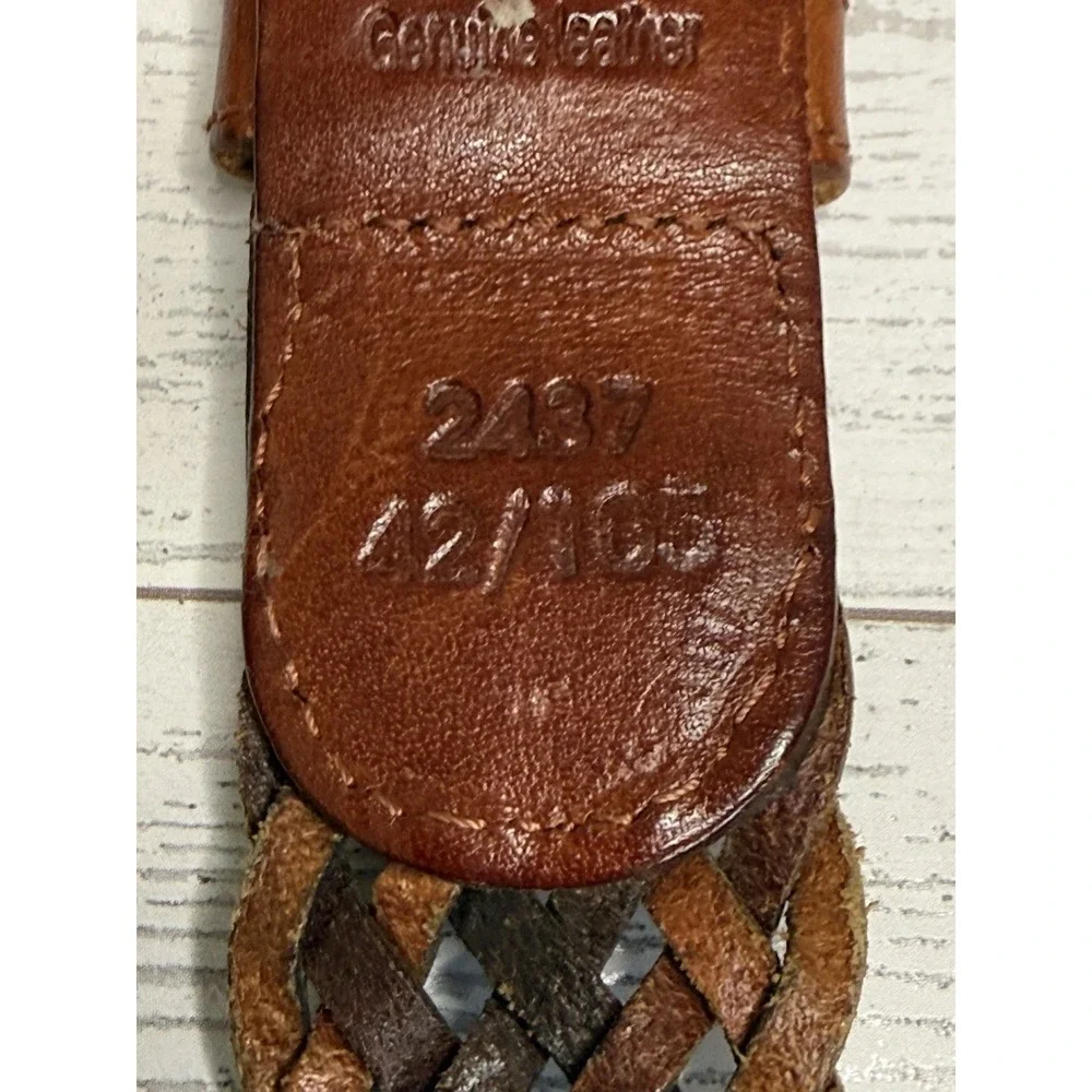 VTG Dockers Woven Braided Leather Belt Reddish Brown‎ Brass Buckle  Large/ 44
